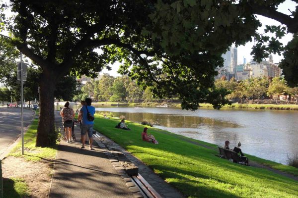 Melbourne's beautiful parkland beside the Yarra River