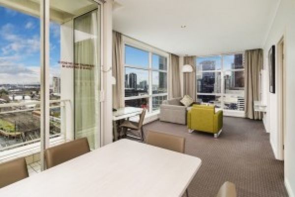 Expansive view from a Clarion Suites room in Melbourne