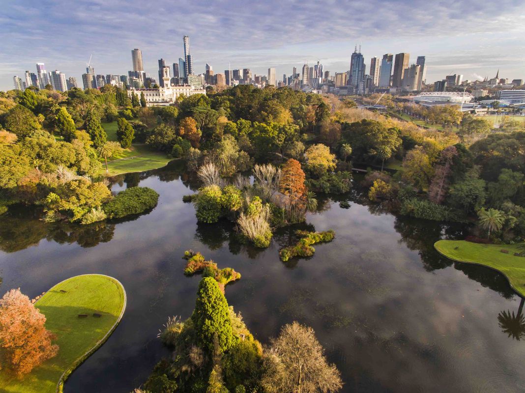 Aerial view of the Royal Botanic gardens